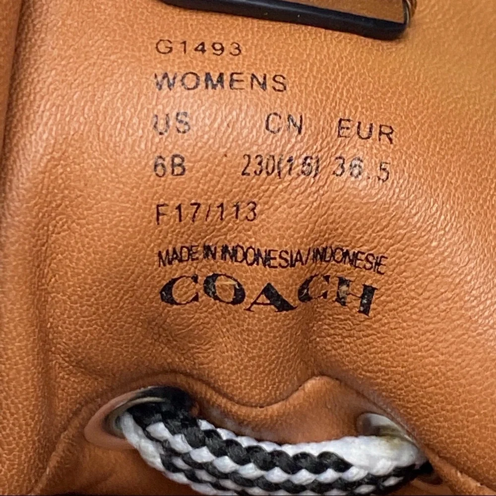 COACH Leather Colorblock High-Top Platform Wedge Shearling Boot Sneakers Size 6
